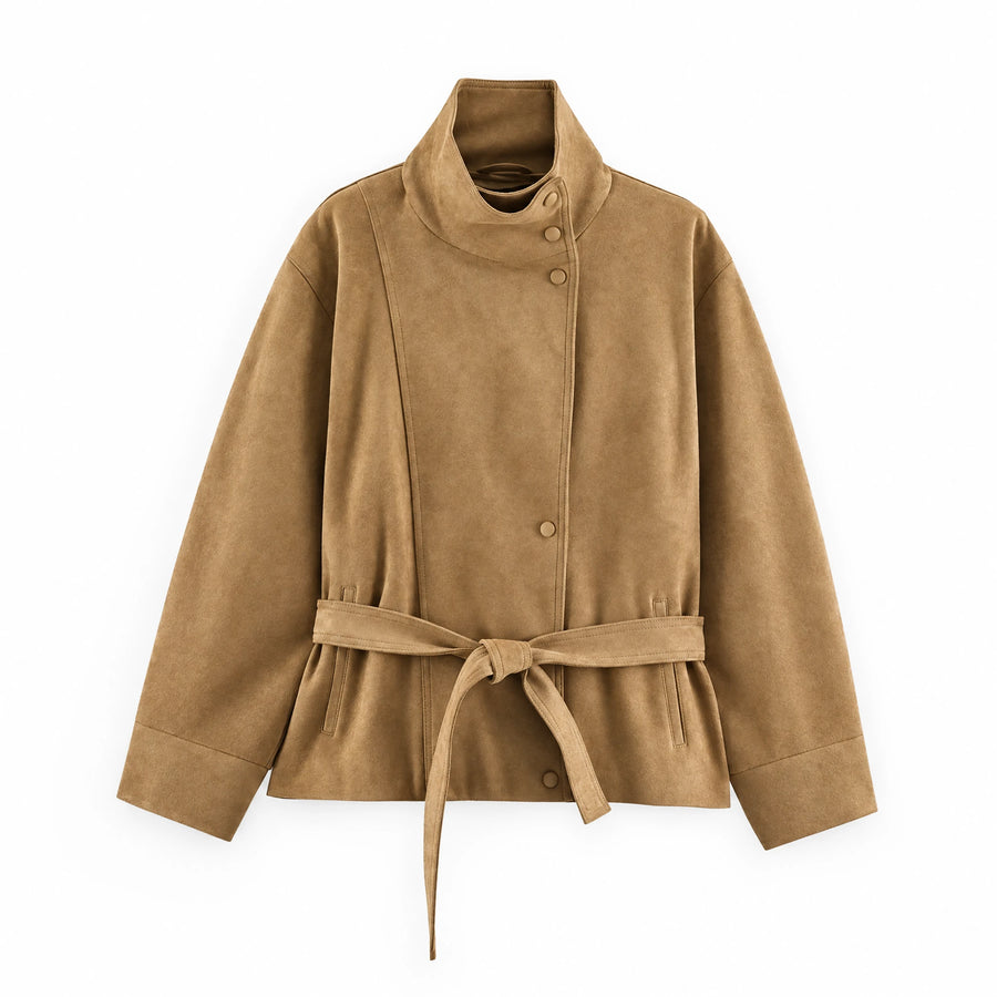 The Belted Suede-Look Jacket — product photograph
