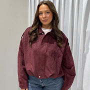 The Cropped Bomber — Burgundy, front model view