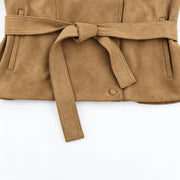 The Belted Suede-Look Jacket — product photograph