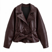 The Belted Faux-Leather Jacket — product photograph