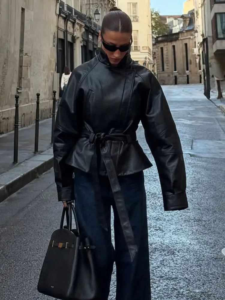 The Belted Faux-Leather Jacket