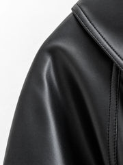 The Belted Faux-Leather Jacket — product photograph