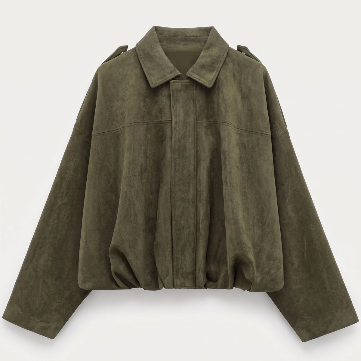 The Cropped Bomber — Army green, front view