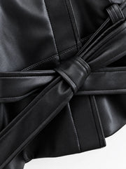 The Belted Faux-Leather Jacket — product photograph