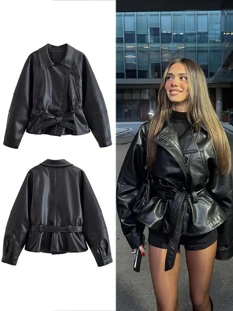 The Belted Faux-Leather Jacket