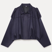 The Cropped Bomber — Navy blue, front view