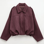The Cropped Bomber — Burgundy, front view