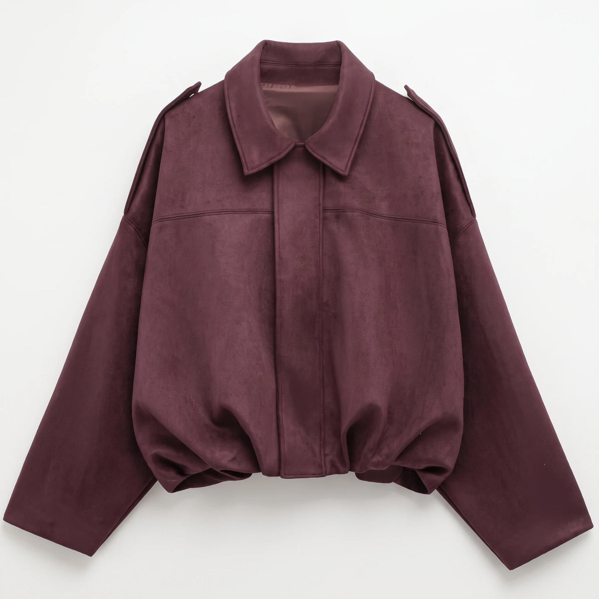 The Cropped Bomber — Burgundy, front view