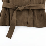 The Belted Suede-Look Jacket — product photograph
