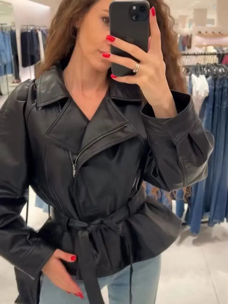The Belted Faux-Leather Jacket