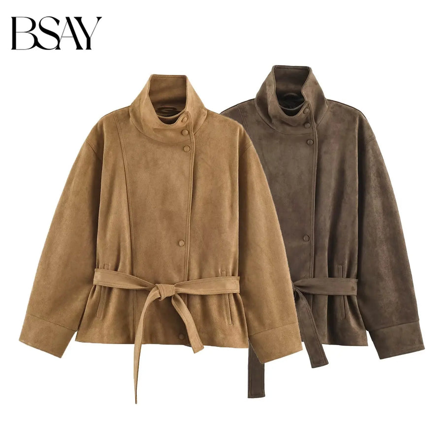 The Belted Suede-Look Jacket