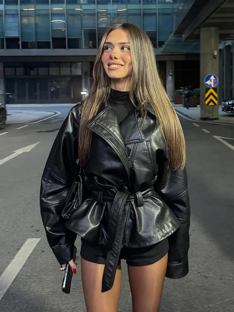 The Belted Faux-Leather Jacket
